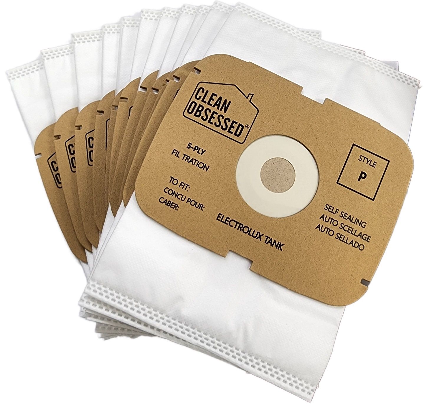 Bags, Cloth, Type P, 12 Pack, For Electrolux Platinum Canister, CH760P, Generic