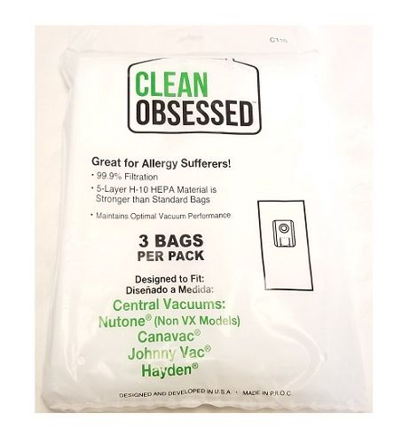 Bags, Cloth, 3 Pack, For Most Central Vac Systems, C115, Generic