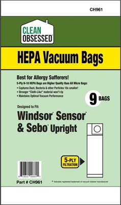 Bags, Paper, Type RL, 10 Pack, For Windsor Sensor, Sebo Mechanical 300 &amp; 350, Automatic X Models, Airbelt C,