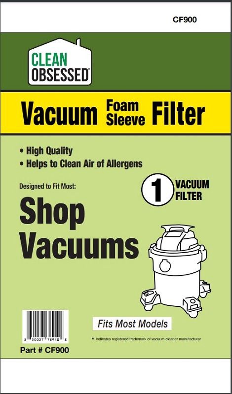 Filter, Foam Sleeve, For Shop Vac 8&quot;L x 8&quot;W x 6.25&quot;H, CF900, Generic