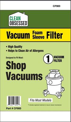 Filter, Foam Sleeve, For Shop Vac 8&quot;L x 8&quot;W x 6.25&quot;H, CF900, Generic