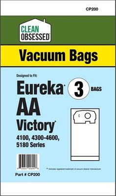 Bags, Paper, Type AA, 3 Pack, For Eureka 4100, S4170, 4300, 4400, 4600, Eureka Self-Propelled Series 5180, Whirlwind 4386AT, 4478AT, CP200, Generic Bags, Paper, Type AA, 3 Pack, For Eureka 4100, S4170, 4300, 4400, 4600, Eureka Self-Propelled Series 5180, Whirlwind 4386AT, 4478AT, CP200, Generic