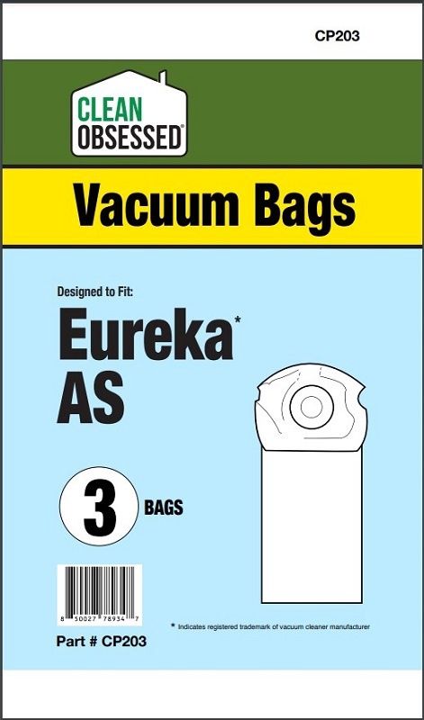 Bags, Paper, Type AS, 3 Pack, For Eureka, Electrolux, CP203, Generic