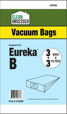 Bags, Paper, Type B, 3 Pack With 3 Filters, For Eureka, CP209, Generic