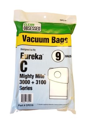 Bags, Paper, Type C, 9 Pack, For Eureka Mighty Mite 3100 Series, CP219, Generic