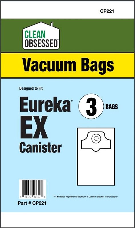 Bags, Paper, Type EX, 3 Pack, For Eureka Excalibur, Sanitaire 6984A, 6993A, CP221, Generic