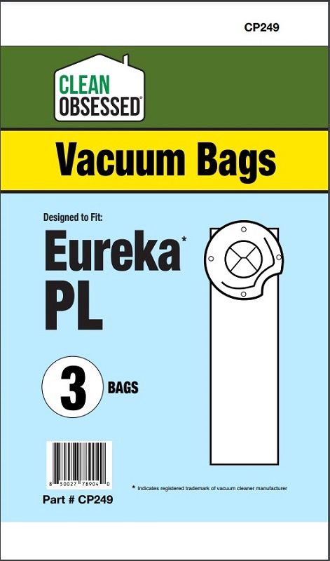 Bags, Paper, Type PL, 3 Pack, For Eureka, CP249, Generic