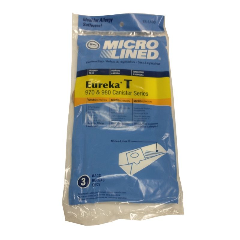 Bags, Paper, Type T, 3 Pack, For Eureka 970, 980 Series, Generic