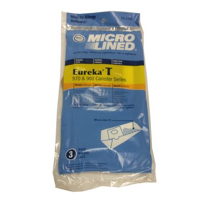 Bags, Paper, Type T, 3 Pack, For Eureka 970, 980 Series, Generic
