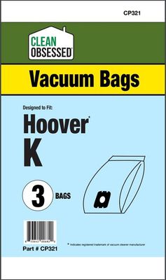 Bags, Paper, Type K, 3 Pack, For Hoover Spirit Canister, CP321, Generic