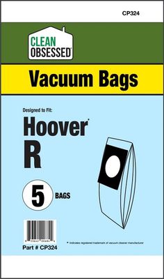 Bags, Paper, Type R, 5 Pack, For Hoover Canister Tempo, CP324, Generic
