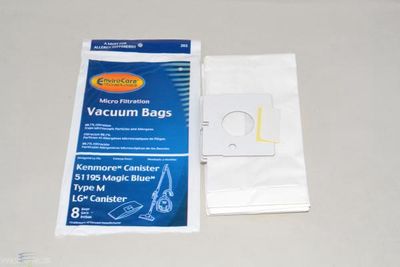 Bags, Paper, Type M, Type G, 8 Pack, For Simplicity, Kenmore 51195 Magic Blue, LGM Canister, Generic