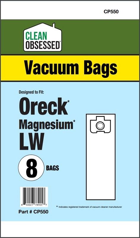 Bags, Paper, Type LW, 8 Pack, For Oreck Magnesium, CP550, Generic