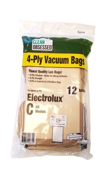 Bag, Cloth, Type C, 12 Pack, For Clean Obsessed CO763, CO888, Electrolux, Style C, Perfect C101, C103, C104, CLC12, Generic