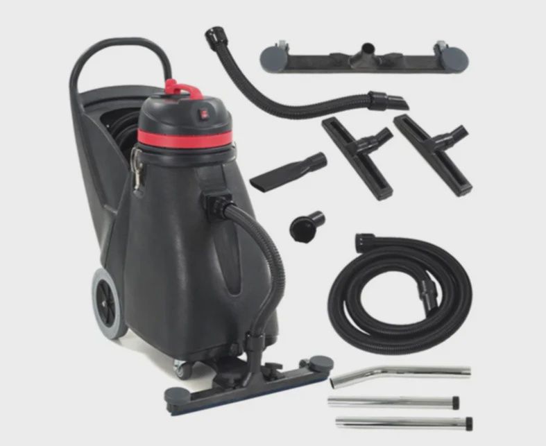 VIPER SN18WD 18-GALLON, 24" FRONT-MOUNT SQUEEGEE, 9' HOSE, KIT: CREVICE TOOL, DUST. BRUSH, WET/DRY PICK-UP TOOLS, WAND, SCRUBBER