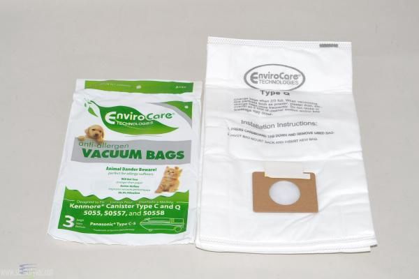Bags, Cloth, Type C, Type Q, 3 Pack, For Kenmore Style 5055, 50557, 50558, Panasonic C-5, EnviroCare