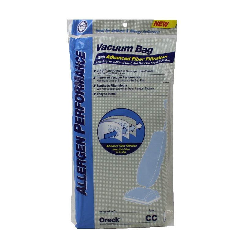 Bags, Cloth, Type CC, 8 Pack, For Oreck XL Synthetic, DVC