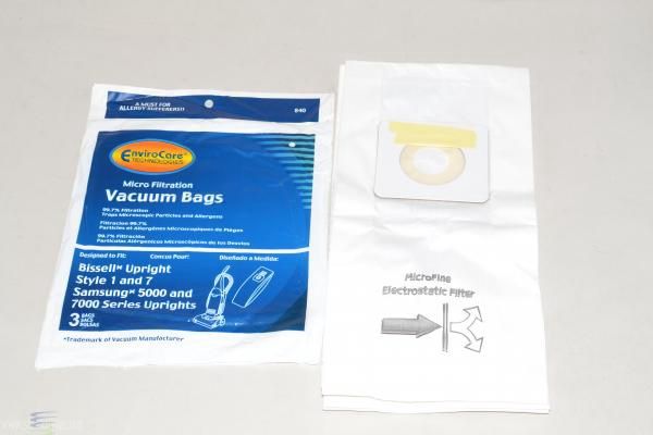 Bags, Paper, Style 1, Style 7, 3 Pack, For Bissell Power Force, Power Glide, Lift Off, Plus, Samsung 5000, 7000, EnviroCare1