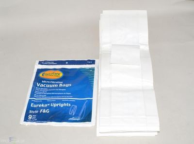 Bags, Paper, Type F&amp;G, 9 Pack, For Eureka, Sanitaire, EnviroCare