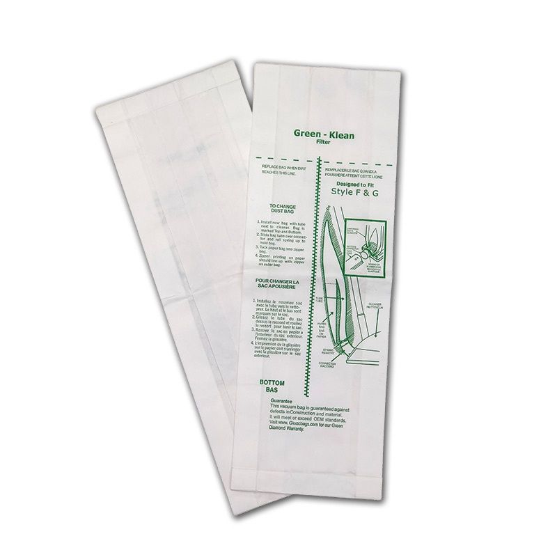 Bags, Paper, Type F&amp;G, 3 Pack, For Eureka, Sanitaire, Green Klean