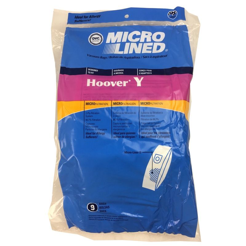 Bags, Paper, Type Y, Type Z, 9 Pack, U-Shaped, For Hoover Windtunnel, Tempo, Goldstar, DVC
