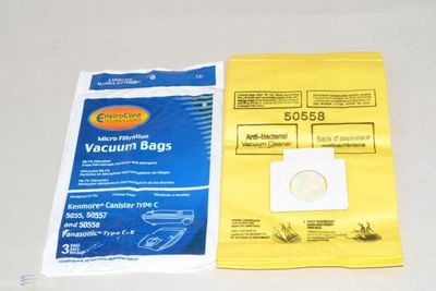 Bags, Paper, Type C, Type Q, 3 Pack, For Kenmore Style 5055, 50557, 50558, Panasonic C-5, Riccar 2400, Simplicity 8100, EnviroCare
