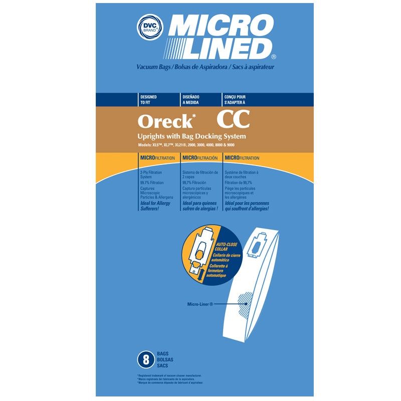 Bags, Paper, Type CC, 8 pack, For Oreck CC / XL, DVC