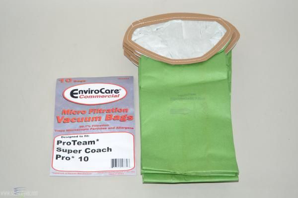 Bags, Paper, 10 Pack, 10 Qt, Heart Shaped Collar, For ProTeam SuperCoach Pro 10 Quart BackPack Vac, EnviroCare