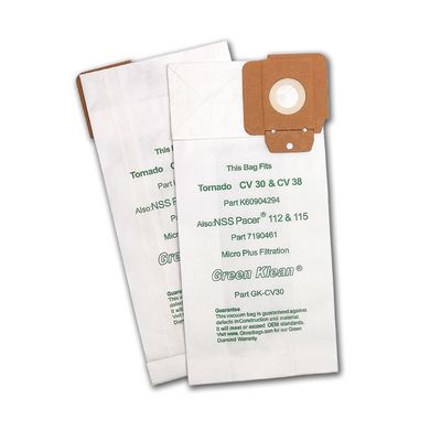 Bags, Paper, 10 pack, For CleanMax Champ, Tornado CV/CVD 30, 38, 48, 12 &amp; 15 Models, Green Klean