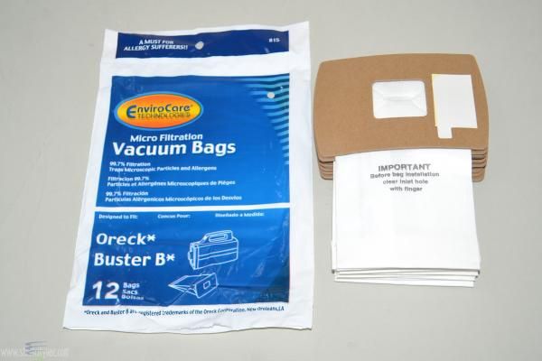 Bags, Paper, Type BB, 12 Pack, For Oreck Buster B Housekeeper, EnviroCare