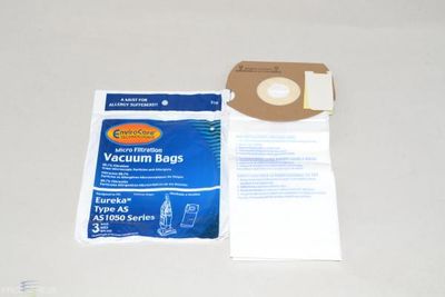 Bags, Paper, Type AS, 3 Pack, For Eureka/Electrolux AS1050 Series Uprights, EnviroCare