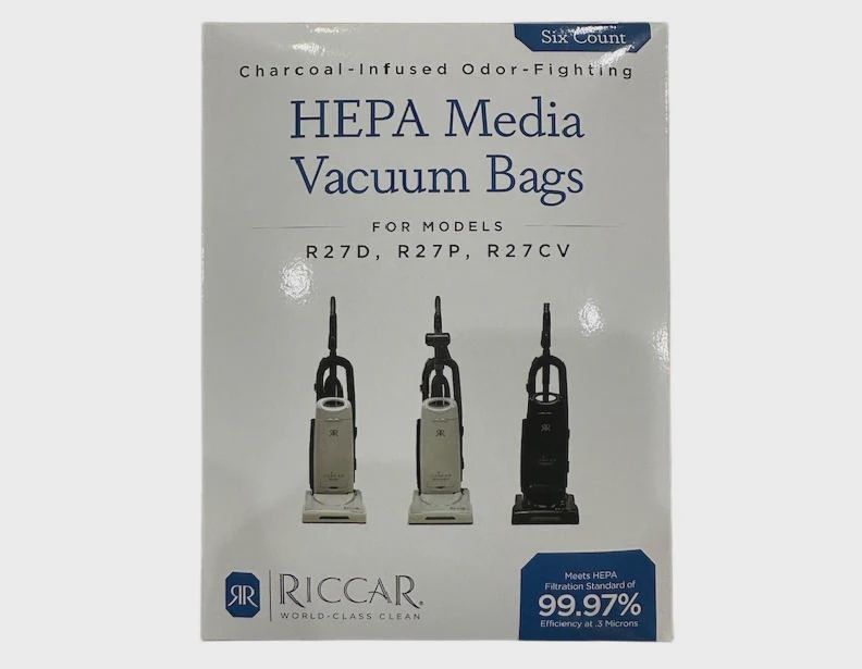 Bags, Cloth, Grey Collar, 6 Pack, Charcoal Lined, For Riccar R25, R27 Series R27HC-6