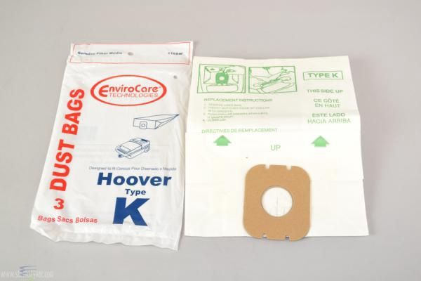 Bags, Paper, Type K, 3 Pack, For Hoover Spirit Canister, EnviroCare