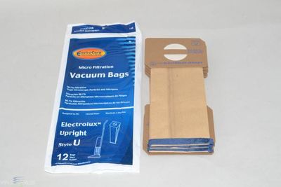 Bags, Paper, Type U, 12 Pack, For ProTeam ProForce 1200XP, 1500XP, Extreme, Intercept, Micro, ProLux, Electrolux Discovery 1, 2, 3, Eureka, Sanitaire SC6600A, EnviroCare