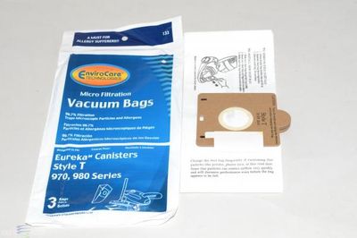 Bags, Paper, Type T, 3 Pack, For Eureka 970, 980 Series, EnviroCare