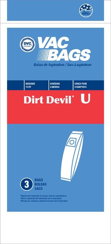 Bags, Paper, Type U, 3 Pack, For Dirt Devil, DVC