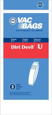 Bags, Paper, Type U, 3 Pack, For Dirt Devil, DVC