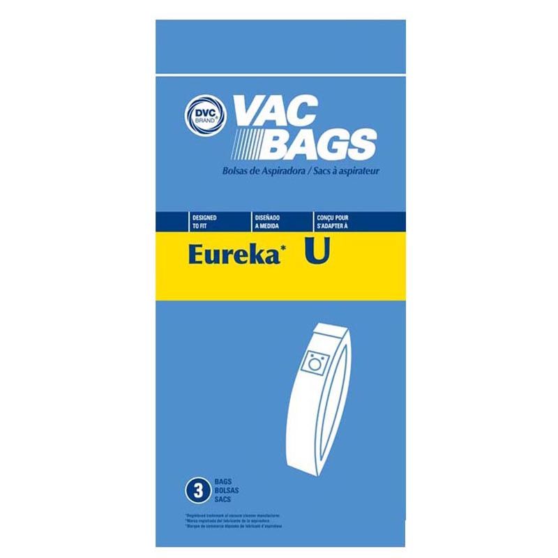 Bags, Paper, Type U, 3 Pack, For Eureka Bravo 7600, 7700, 7800, 7900, 9000, DVC
