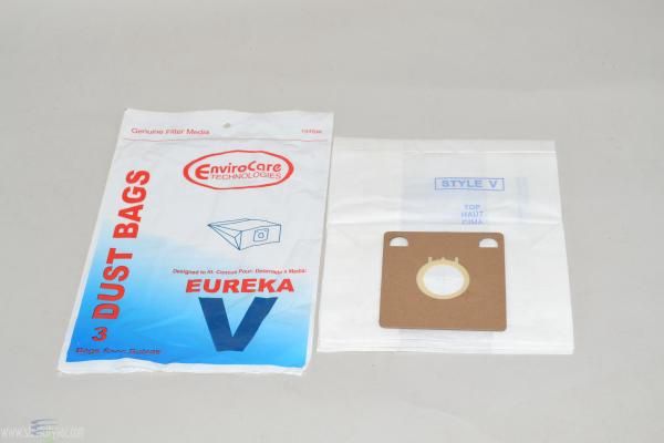 Bags, Paper, Type V, 3 Pack, For Eureka3800, 3900, 6700, 6800, 8000, 8200, 8900, EnviroCare