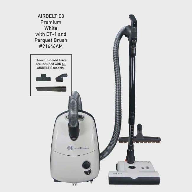 Sebo Airbelt E3 Premium Canister With Swivel Power-Head Sebo Airbelt E3 Premium Canister With Swivel Power-Head, Colour: White