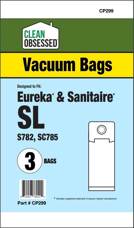 Bags, Cloth, Type SL, 3pk, Sanitaire S782, SC785, Clean Obsessed Bags, Cloth, Type SL, 3pk, Sanitaire S782, SC785, Clean Obsessed