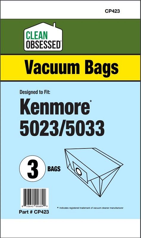 Bags, Paper, Type E, 3pk, Kenmore 5023, 5033, Clean Obsessed
