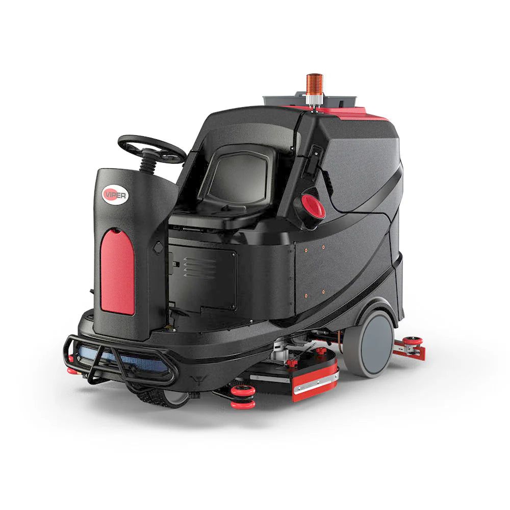 VIPER AS1050R-312 39", 53-GAL, RIDE-ON SCRUBBER, PAD DRIVERS, BRUSHES, 44.5" SQUEEGEE ASSEMBLY, SHELF CHRG, 312 AH AGM BATTERIES, SCRUBBER