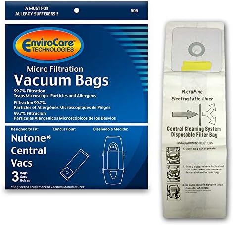 Bags, Paper, 6 Gallon, 3pk, NuTone Central Vac, EnviroCare