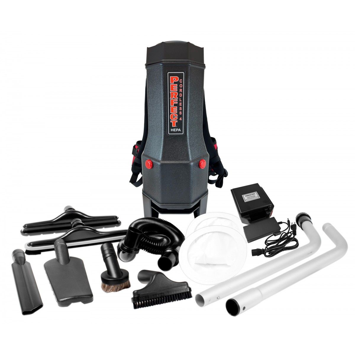 Perfect 4Qt Cordless Power Backpack Vac W 8pc Tool Kit & Remote