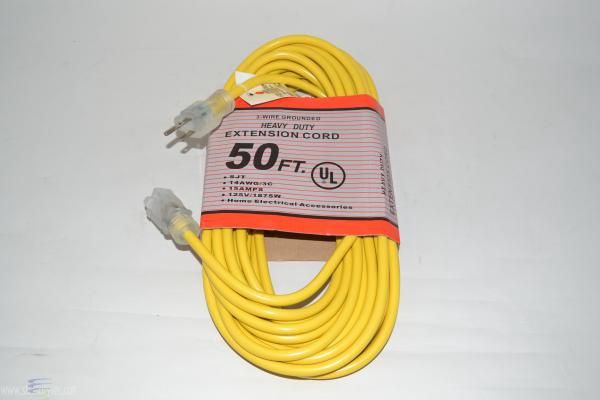 Cord, 50', 14/3, 300 Volt, Universal Replacement Extension Cord With Lighted Ends