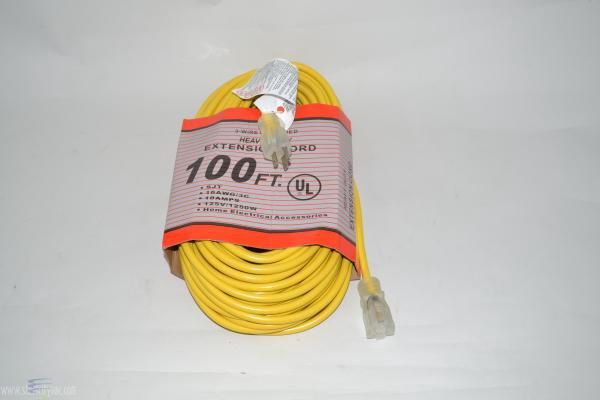 Cord, 100', 16/3, 300 Volt, Universal Replacement Extension Cord With Lighted Ends