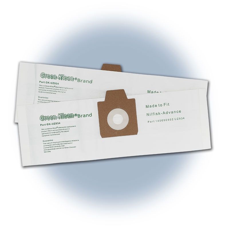 Bags, Paper, 10pk, Advance/Kent/Nilfisk Euroclean UZ934, UZ932, Green Klean