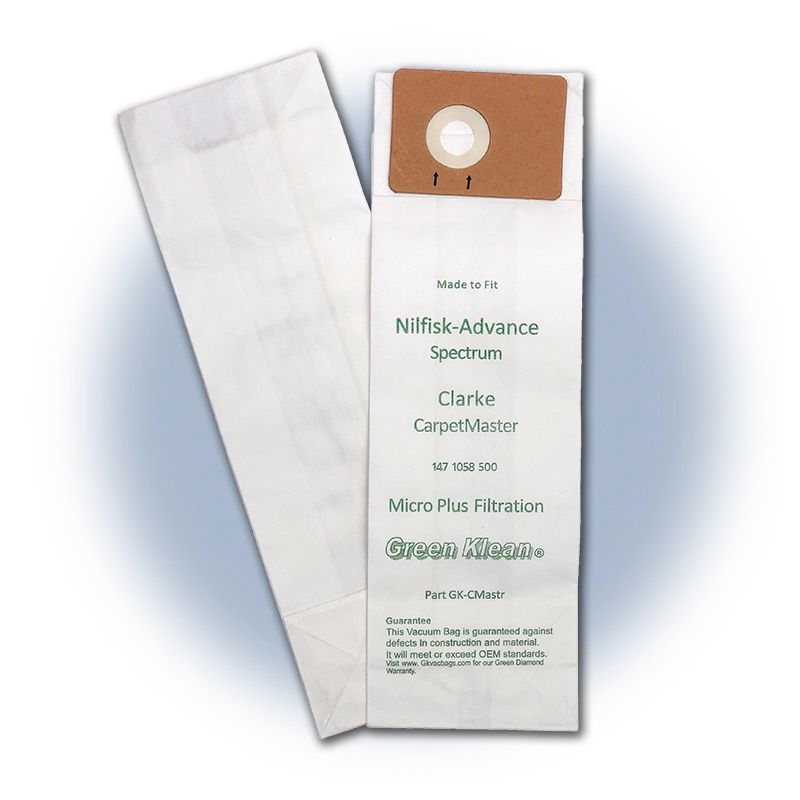 Bags, Paper, 10pk, Advance Spectrum, Clarke Carpetmaster, Triple S Prosense, Green Klean