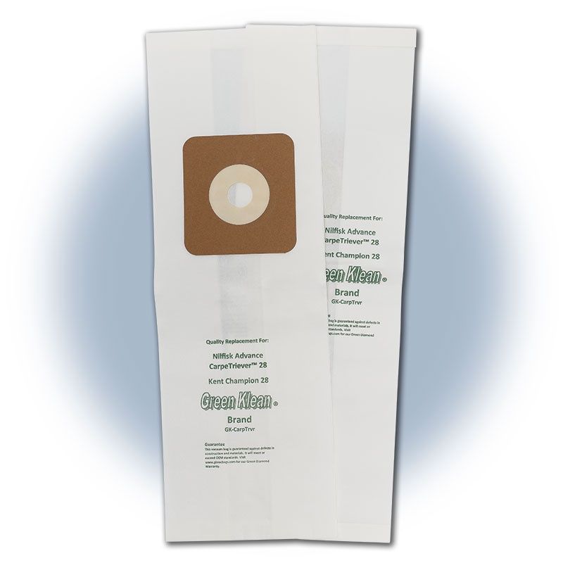 Bags, Paper, 100pk, Nilfisk CarpeTriever 28, Kent Champion 28, Green Klean
